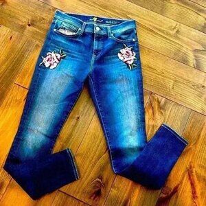7 for all mankind skinny jeans - rose detail size 28